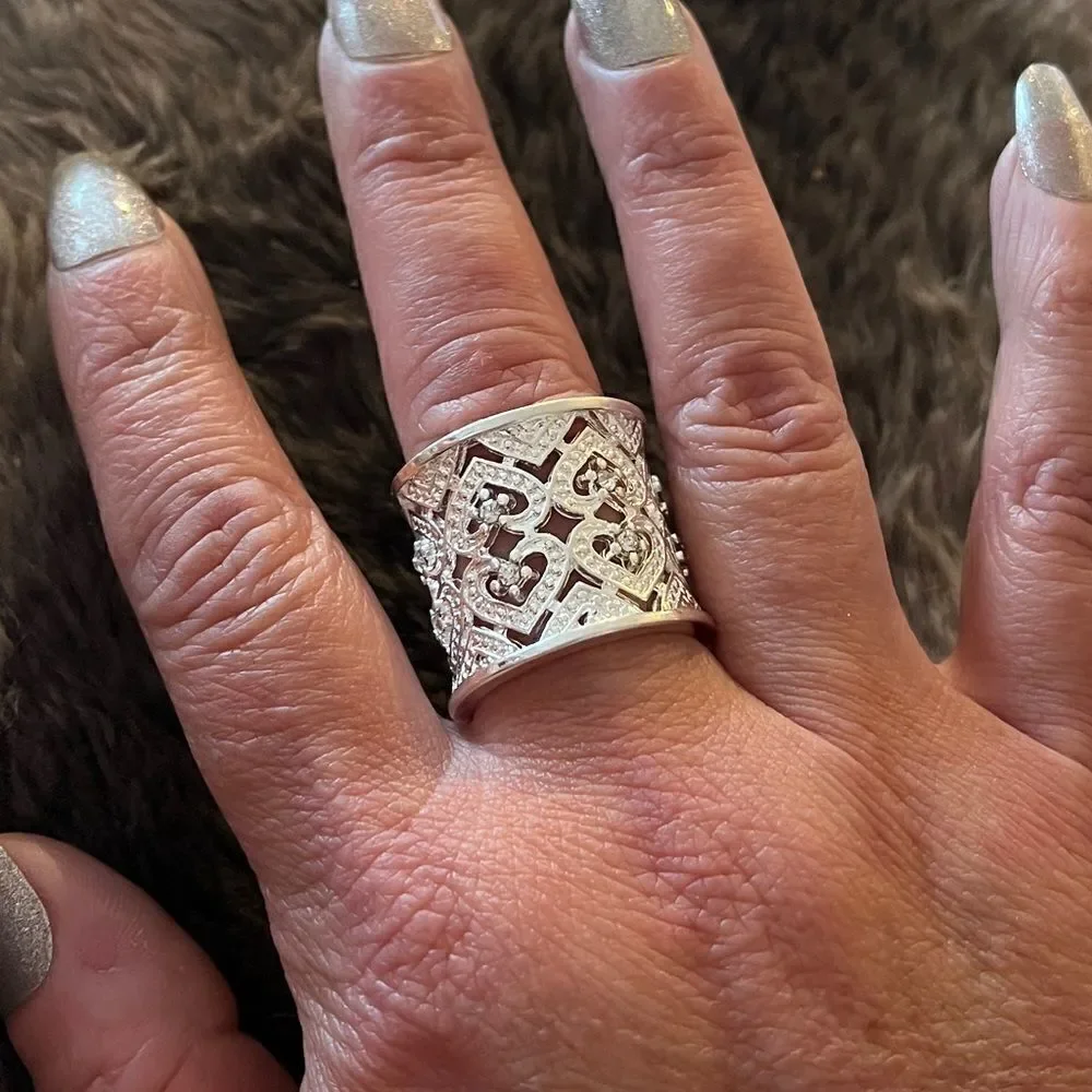 The Paris crystal accented heart cuff open ring